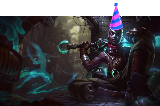 Ekko's splash art, plus a party hat.